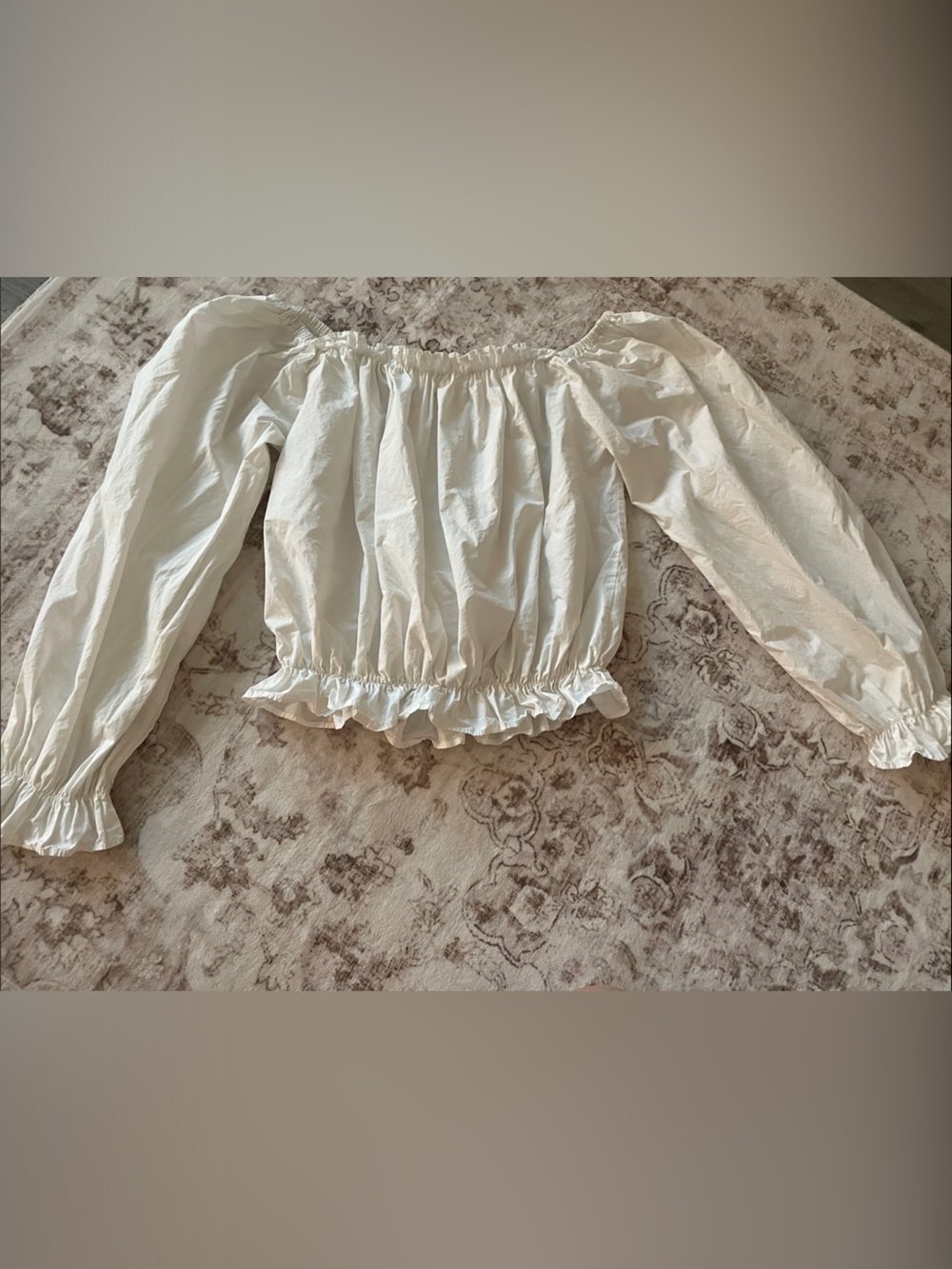 White Ruffle Elastic Waist Top
